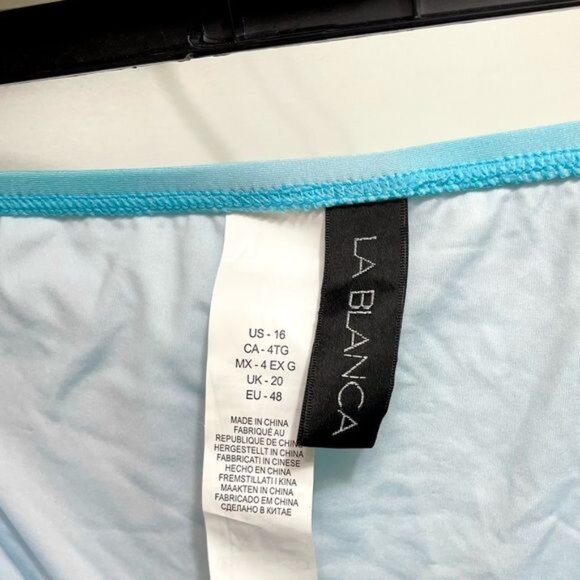 New La Blanca Ocean Adjustable Loop Hipster Bikini Bottom in Turquoise Size 16 - Picture 8 of 9